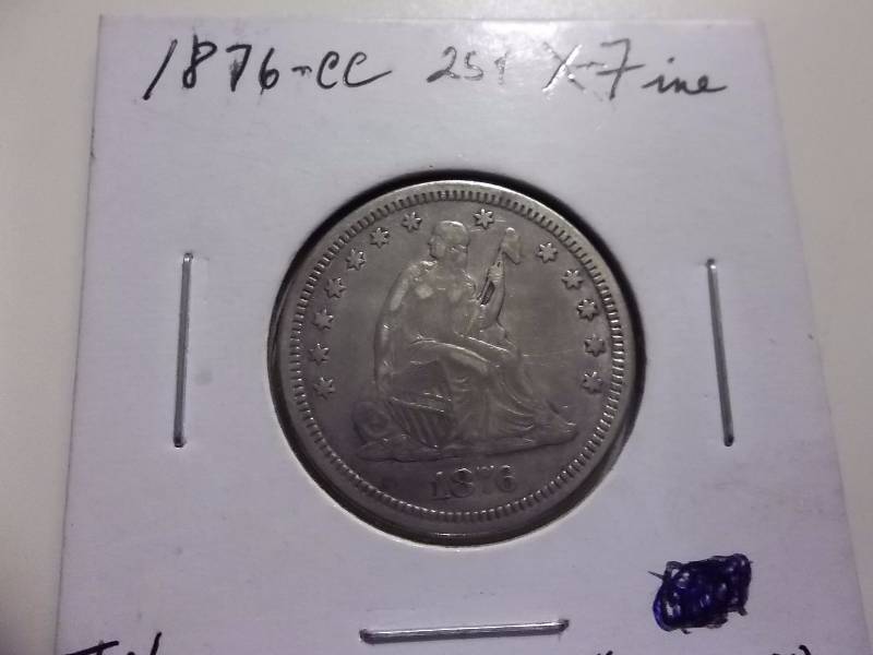 1876 CC Seated Liberty Quarter High Grade & Rare CC Minted Check Grey Sheets Price ($160-$180)