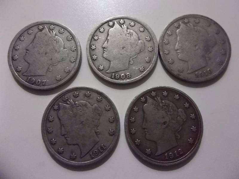 1907, 1908,  1910, 1911, 1912 V-Nickels Better Grades