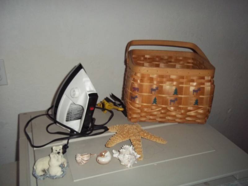Iron, Wicker Basket, Figurines