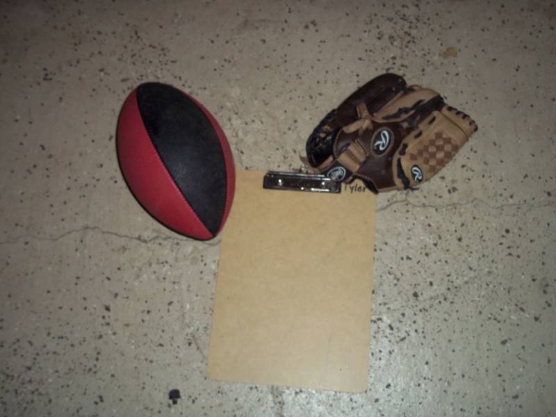Football, Baseball Glove, Clipboard