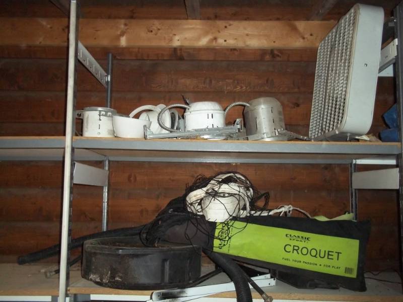 Croquet set, Tennis net, oil basin and lights