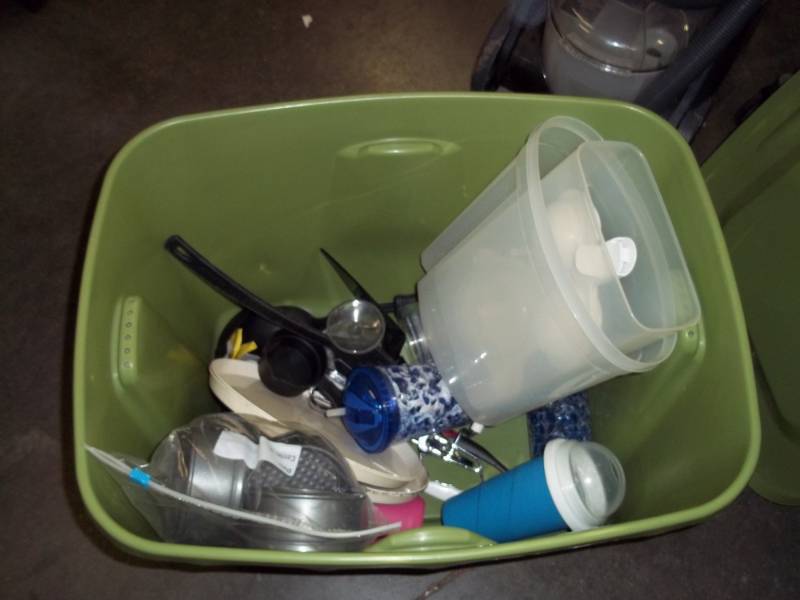 Green Tote with Lid  includes contents