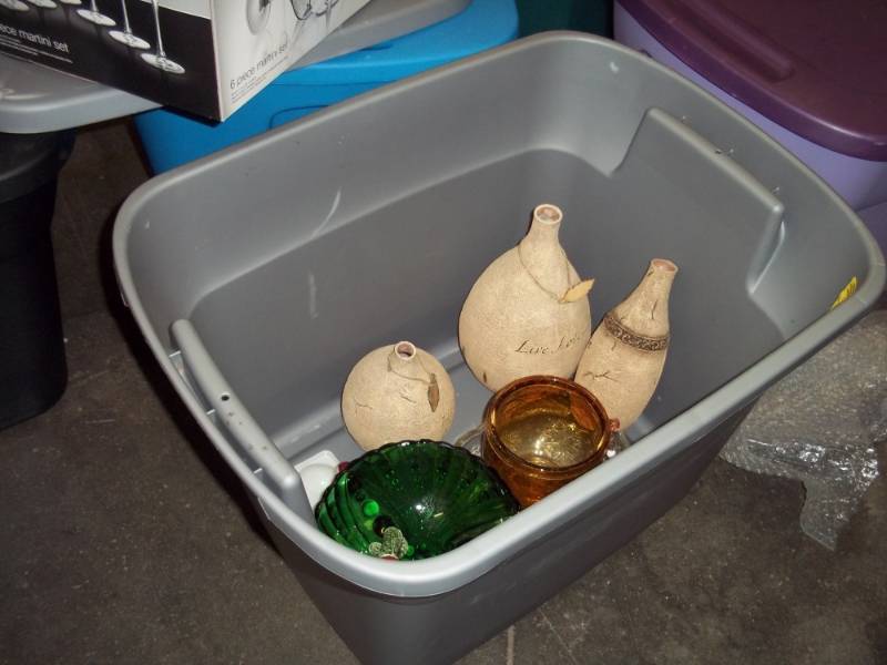 Gray Tote with Lid  includes contents