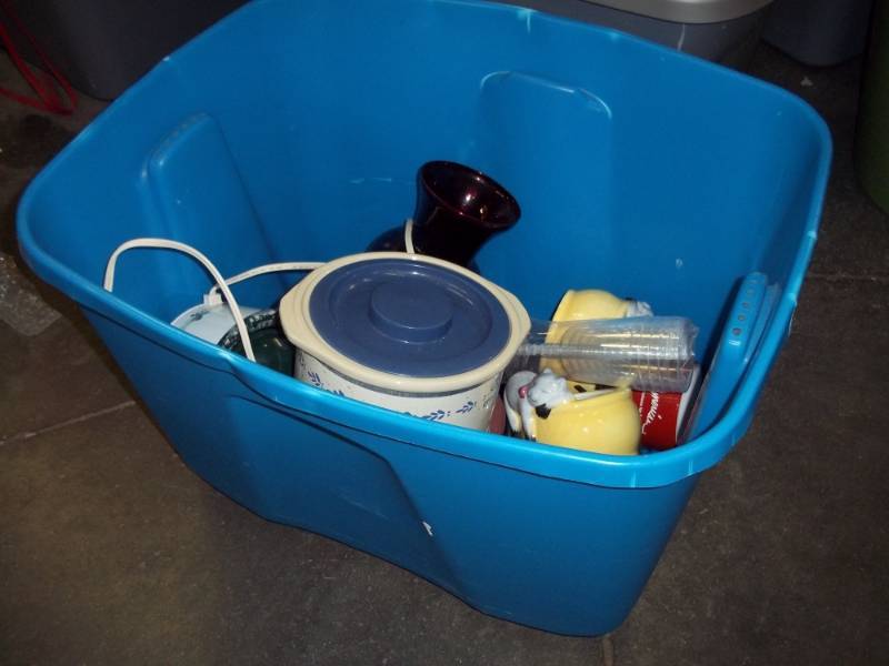 Blue Tote with Lid  includes contents