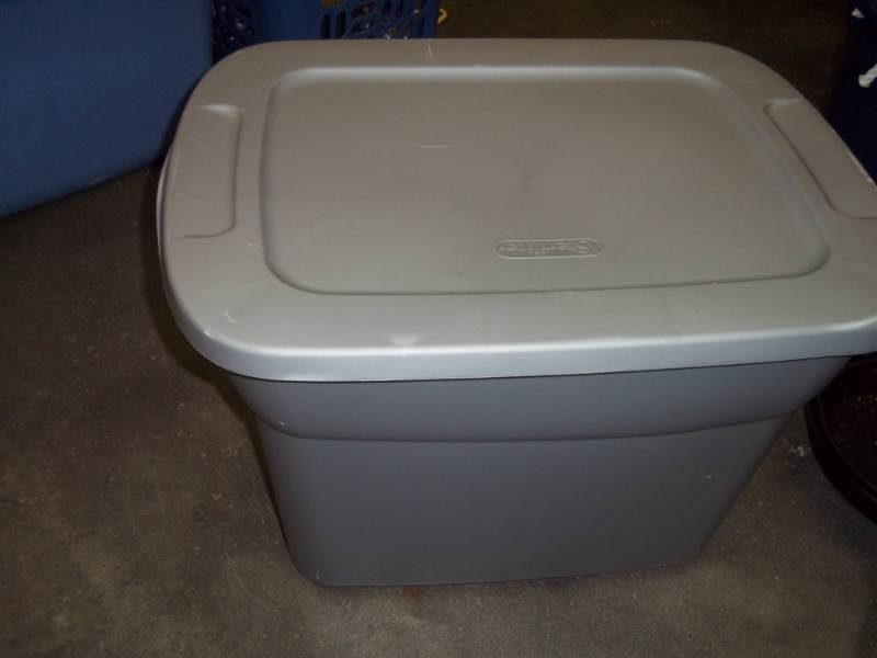 Gray Tote with Lid  includes contents