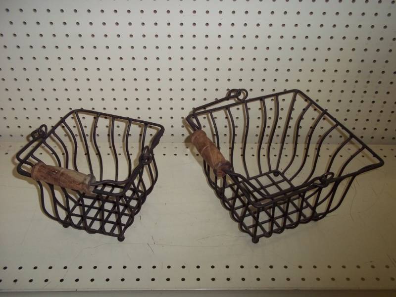 Lot of 2 Rod Iron Baskets