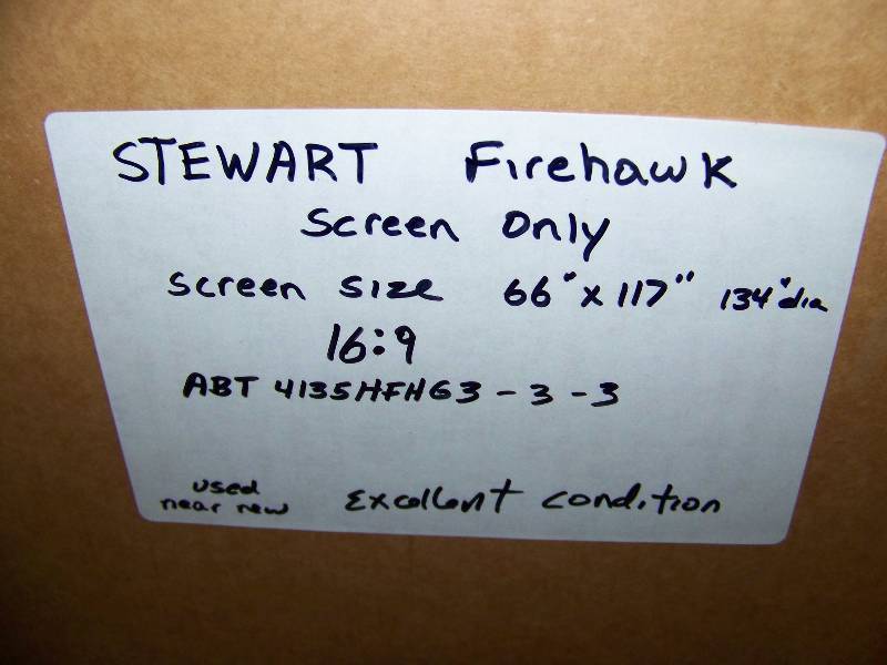 lot 43 image: Stewart, FireHawk, Movie  Projection Screen