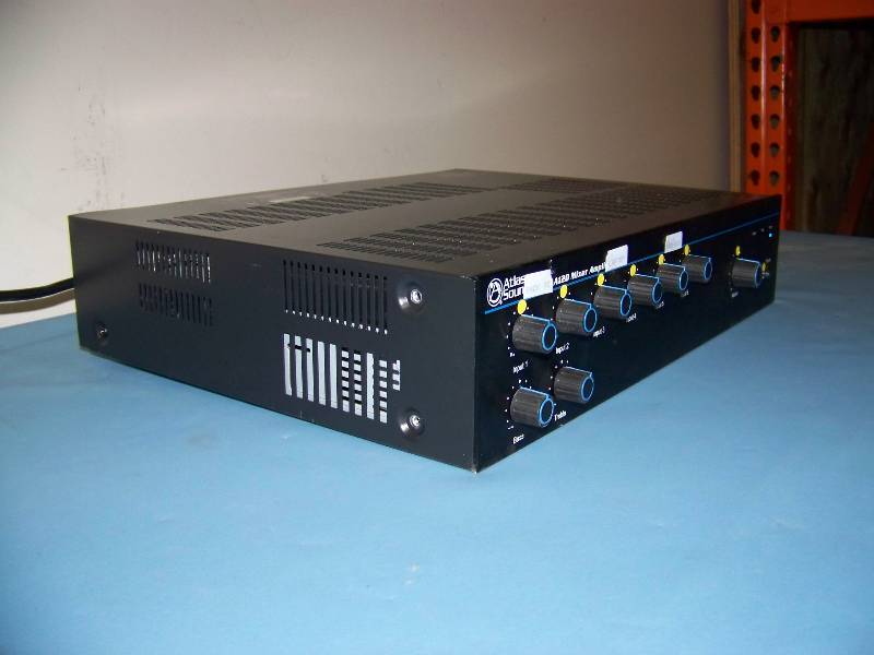 lot 66 image: Atlas Sound, 6-Input, 120-Watt, Public Address (PA) Mixer Amplifier  Amp