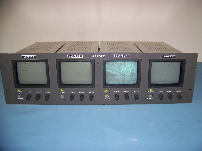lot 95 image: (4) Sony, 4, Quad-Mount, Black and White, Professional Video Monitors