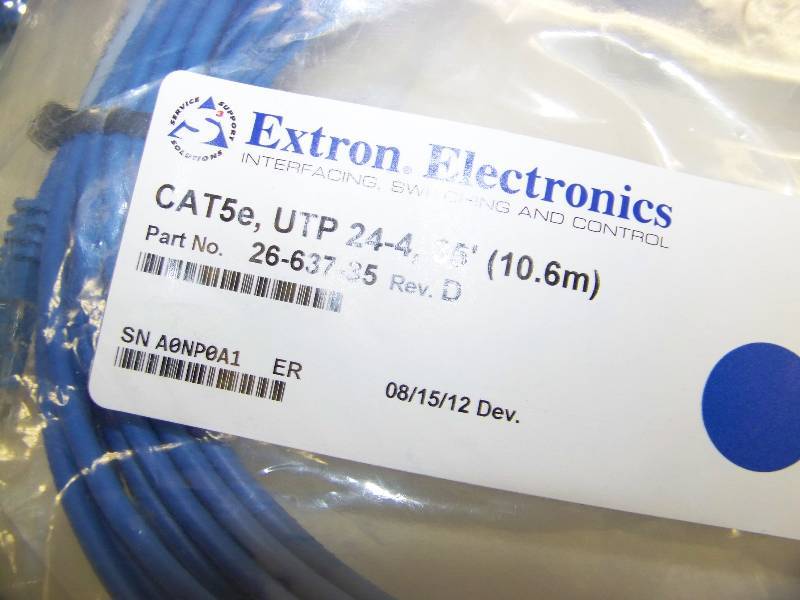lot 77 image: (5) Extron Electronics, Professional CAT5e NetworkLan Cables, 35 Long - BRAND NEW