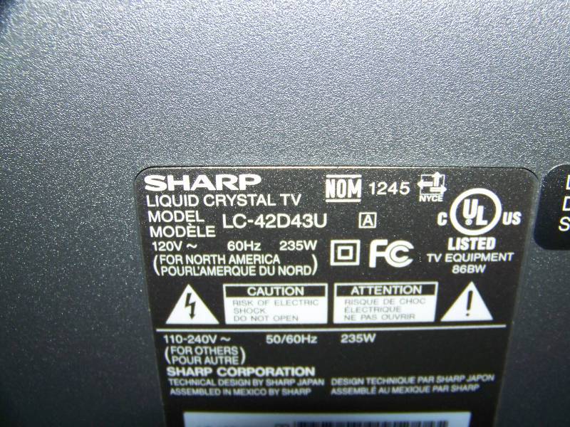 lot 19 image: 42, Sharp, Aquos, LCD, HDTV with Remote Control and Wall Mount
