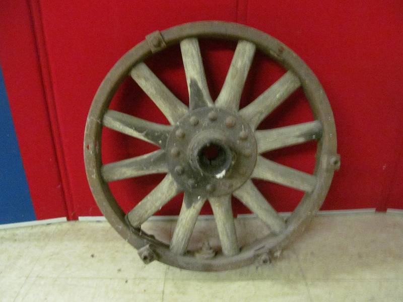 vintage wooden spoke wheel