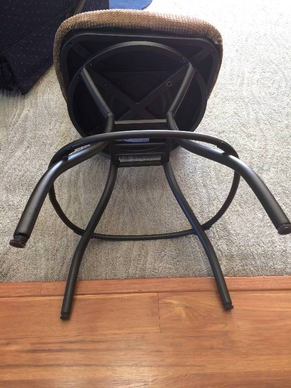 lot 17 image: Becker Furniture Heavy Duty Black Metal & Cloth Swivel Bar Stool - Same Stool In Lot 15 & 16 - Excellent Condition