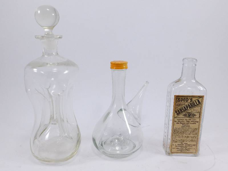 3 Vintage Glass Bottles - RARE