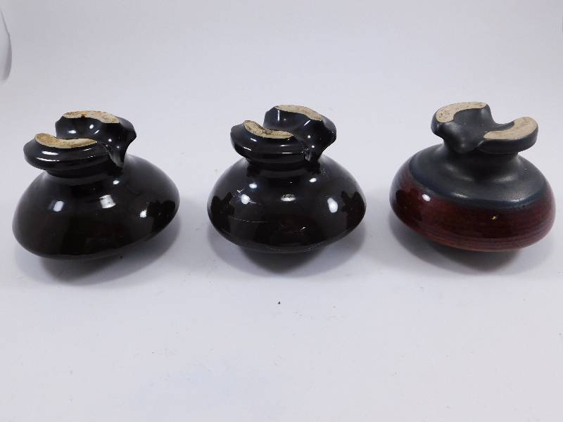 Lot of 3 Antique Ceramic Electrical Insulators