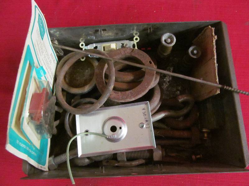 lot 260 image: water hose nozzles, eyebolts. Shutter hardware