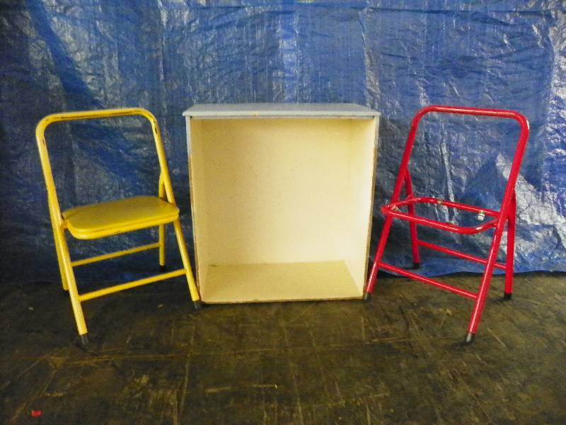 Shelf and chairs