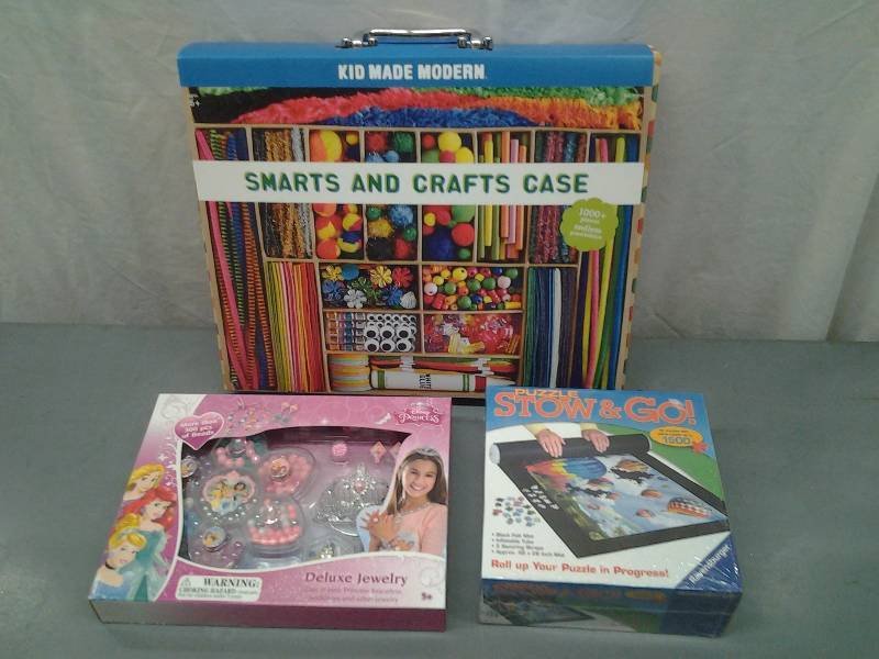 lot 35 image: New Toys, Smarts & Crafts Set, Puzzle Stow & Go, Disney Princess Jewel Set