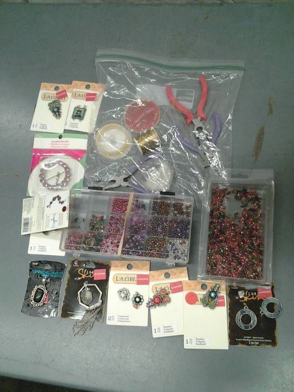 lot 41 image: Beads & Jewelry Making Charms, Needles, Stretch Thread, Tools