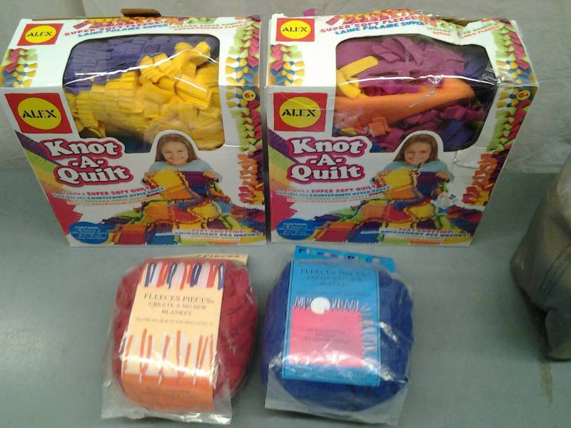 lot 43 image: 2-New Knot-A-Quilt Sets, 2-Pkgs Fleece Fringe