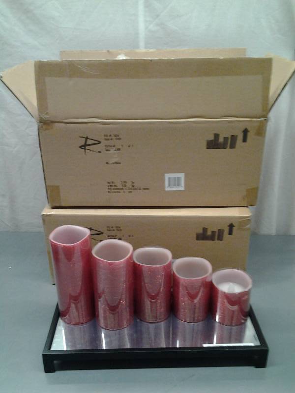 lot 46 image: 2 Sets New In Boxes- River Of Goods.com, Battery Operated Candles With Mirror Base