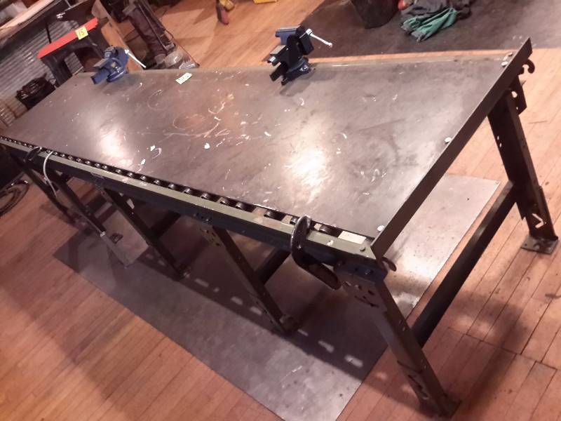 lot 1A image: Work Bench made from a section of conveyor.