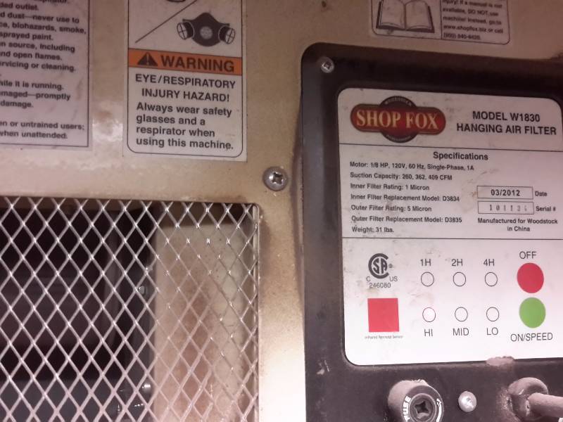 lot 26 image: Shop Fox Hanging Air Filter