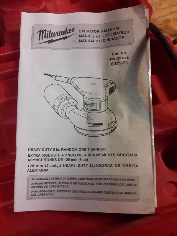 lot 36 image: Milwaukee 5in, Random Orbit sander