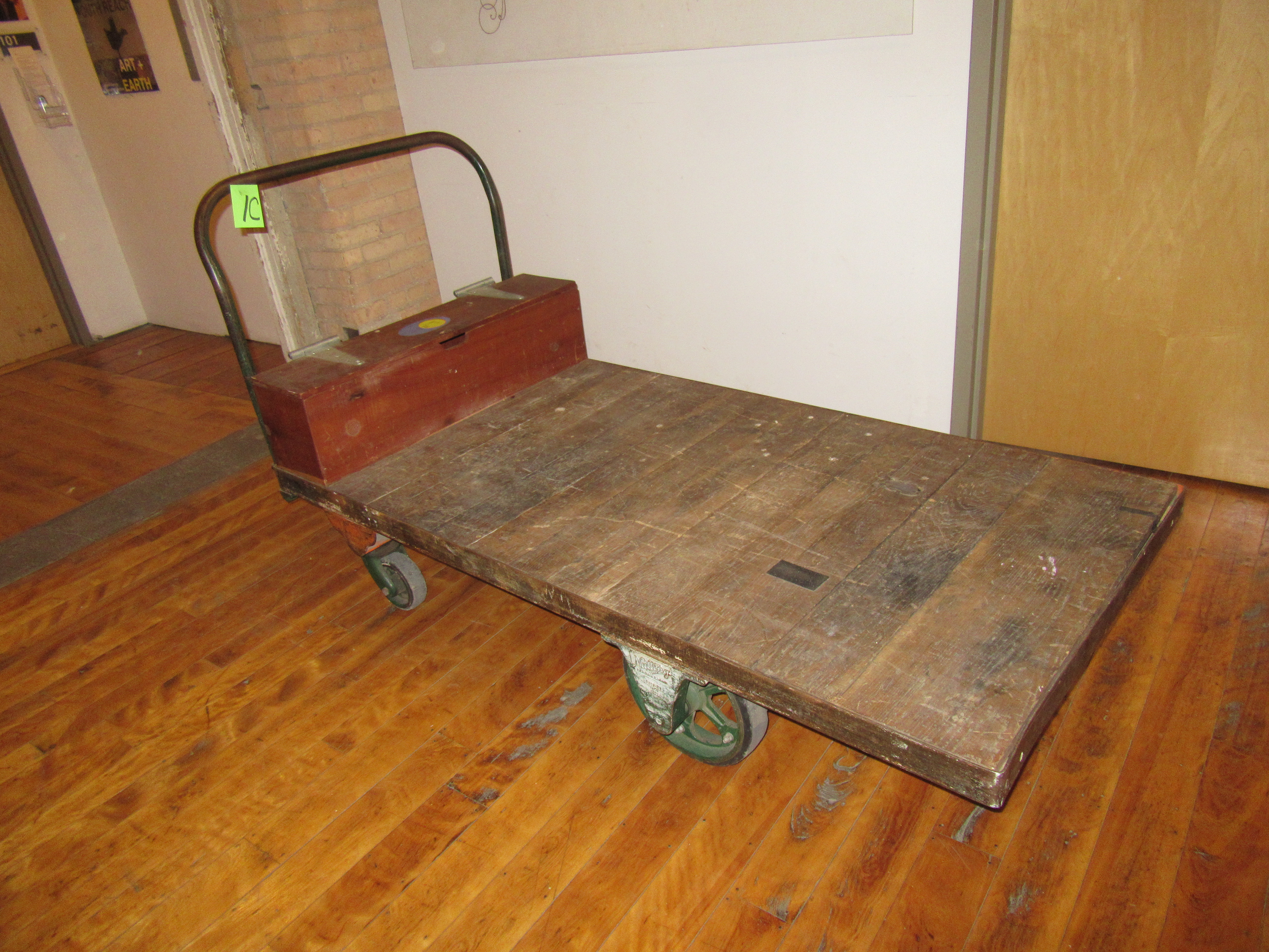 lot 1B image: Nutting Cart, 60 in x 36in.. Steers from rear.. Tool box installed