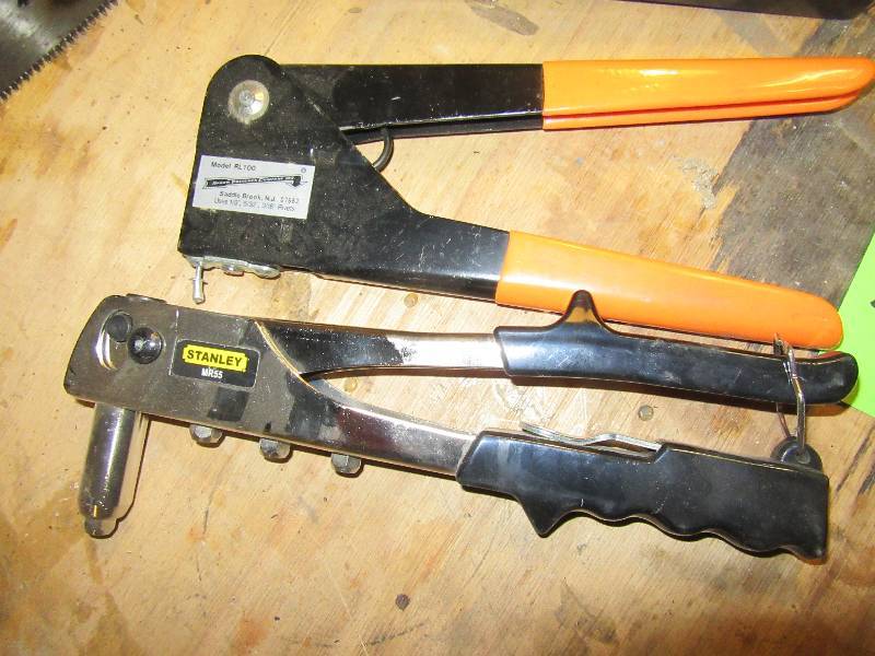 lot 155 image: Rivet Guns, Saw and an UNKNOWN tool. See picture to identify.