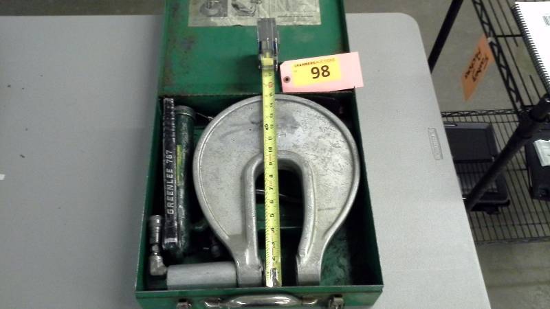 lot 98 image: Greenlee 1731 Knockout Punch Driver with Greenlee 767 Hand Pump