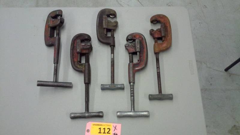 lot 112 image: (5) Pipe Cutters, Some Rigid