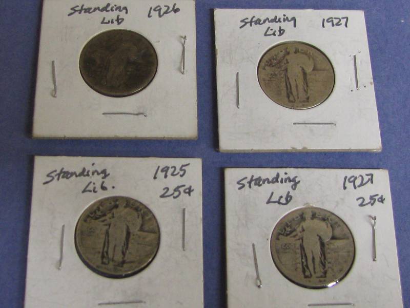1925-1926-1927-1927 Standing Liberty Quarters 90% Silver