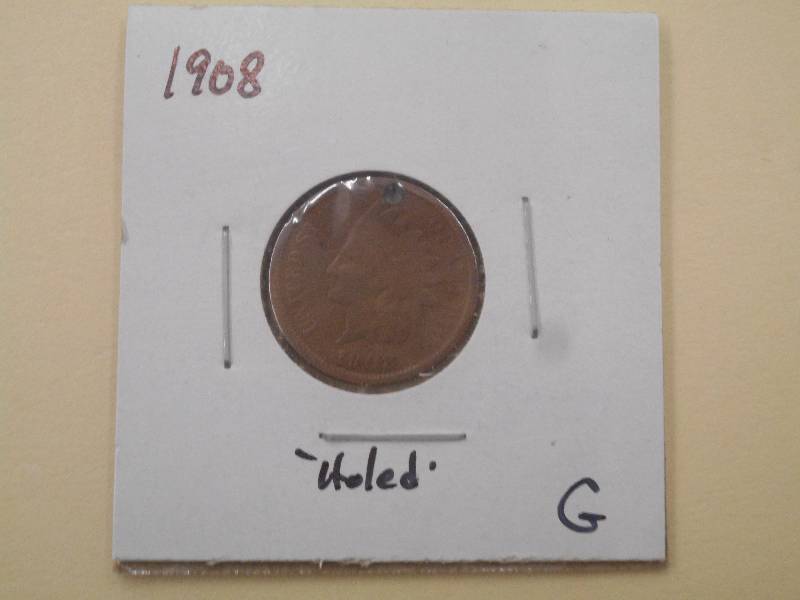 1908 - Indian Head Cent (Holed)...