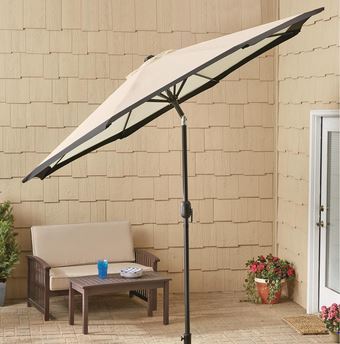 lot 27 image: 9 Two-Tone Deluxe Market Patio Umbrella, Khaki  Black