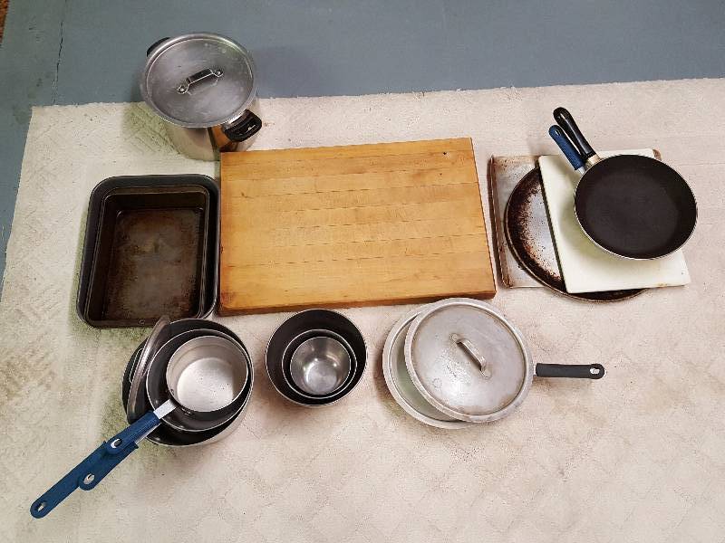 lot 228 image: Cutting Board & Pans
