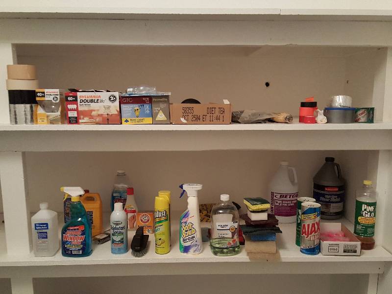 lot 265 image: Cleaning Supplies, Light Bulbs, Tape, Etc.