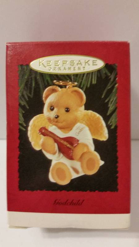 lot 49 image: Hallmark Keepsake Ornament - Godchild Angel Bear Ornament 1995 Edition in Original Box