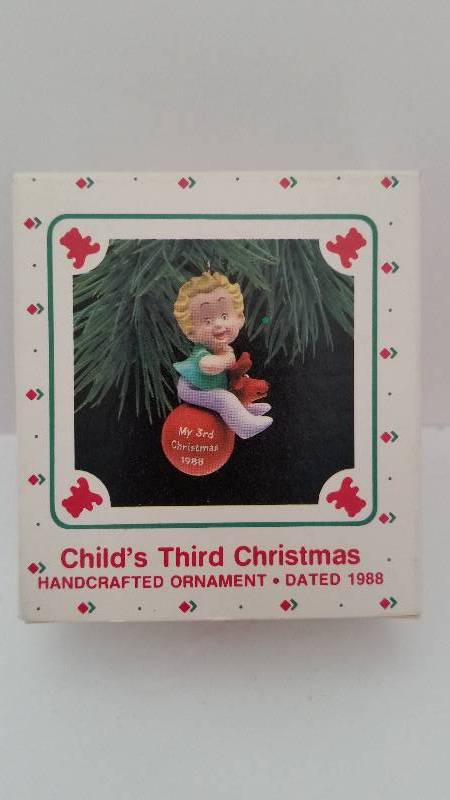 lot 118 image: Hallmark Handcrafted Ornament - Childs Third Christmas 1988 Edition In Original Box