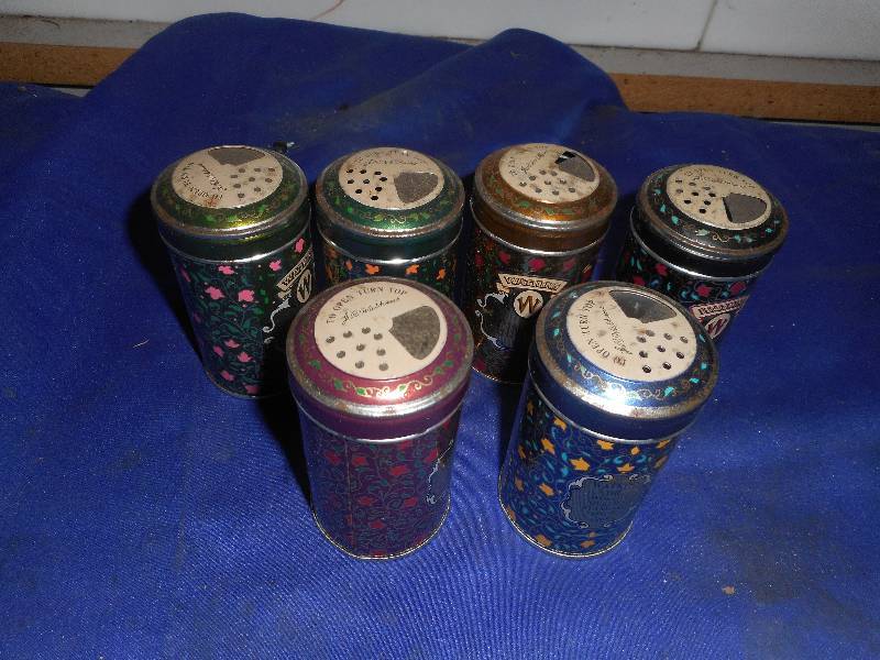 6 VINTAGE WATKINS TINS