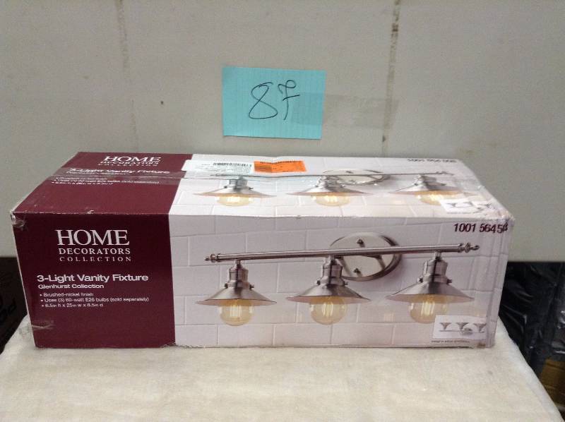 Home Decorators Collection 3-Light Brushed Nickel Retro Vanity Light Never Used
