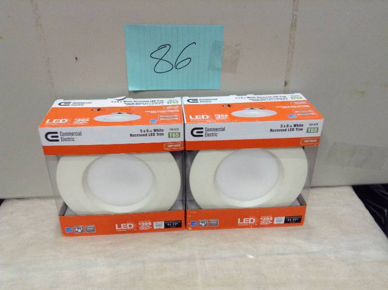 Lot of 2 Commercial Electric 5 & 6 in White recessed LED Trim