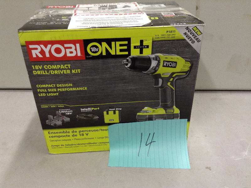 Ryobi One 18V Compact DrillDriver Kit never used