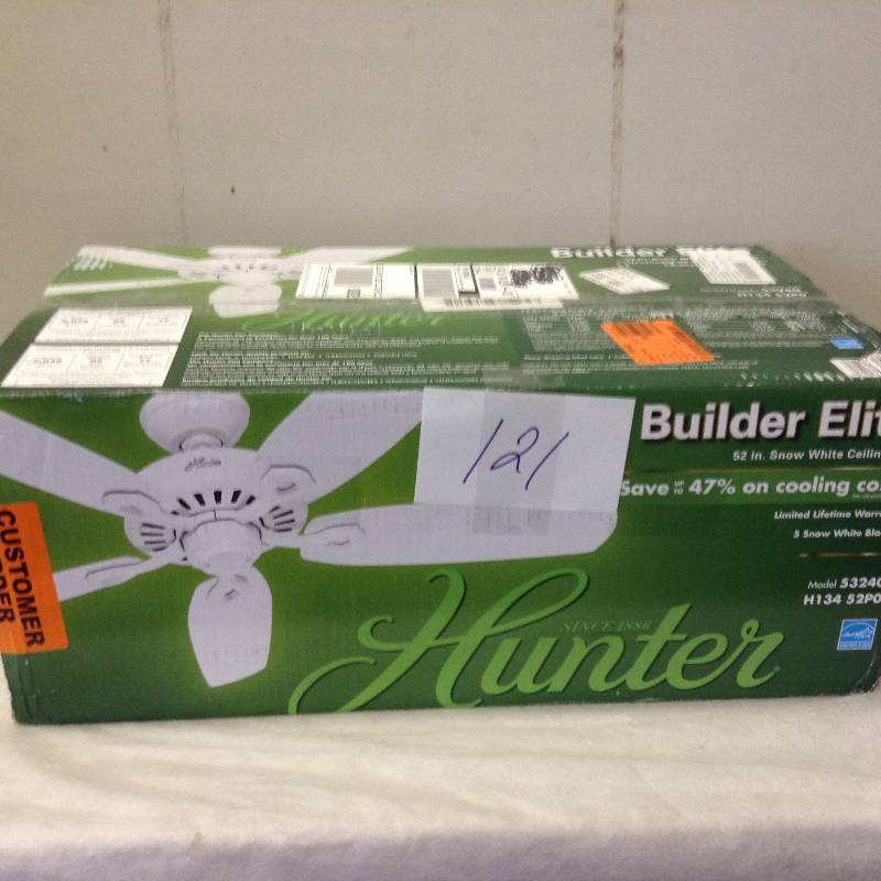 Hunter 53240, Builder Elite White Energy Star 52 Ceiling Fan never used