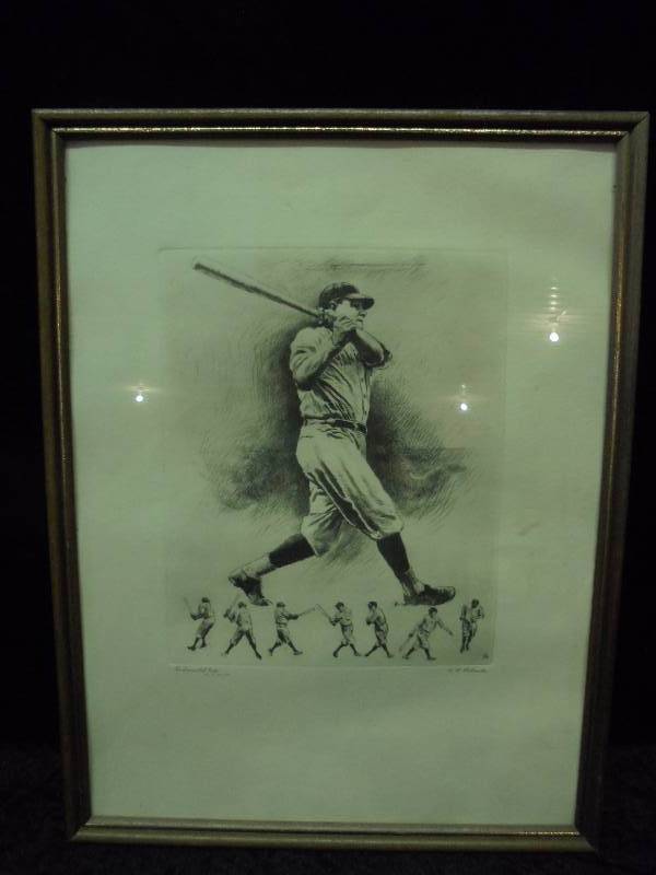 lot 3 image: Framed Babe Ruth Print