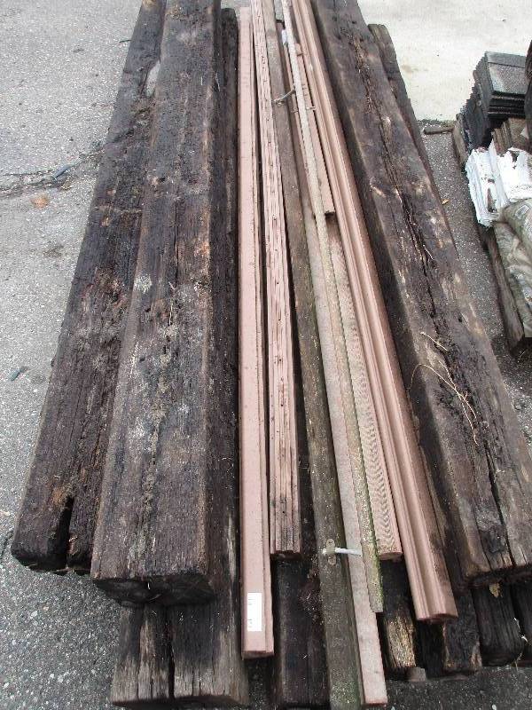lot 102 image: 8 rail road ties and 6 fake wood railings