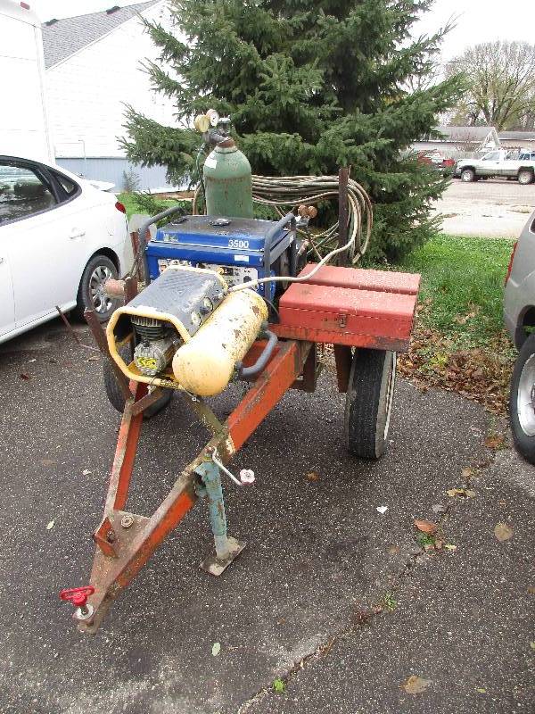 lot 103 image: mobile repair station w air compressor generator and oxy acetylene torch setup