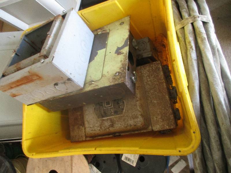 lot 153 image: 8 electrical boxes and multiple spools of wire
