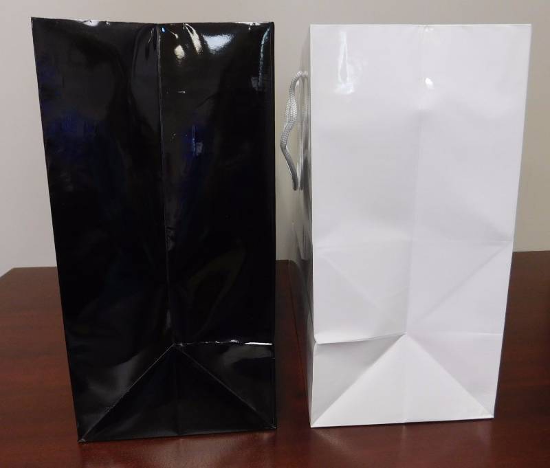 Glossy Black & White Shopping Bags - 16 x 6 x 12