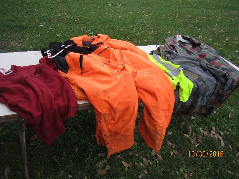 Lot of hunting jackets, the blaze o...